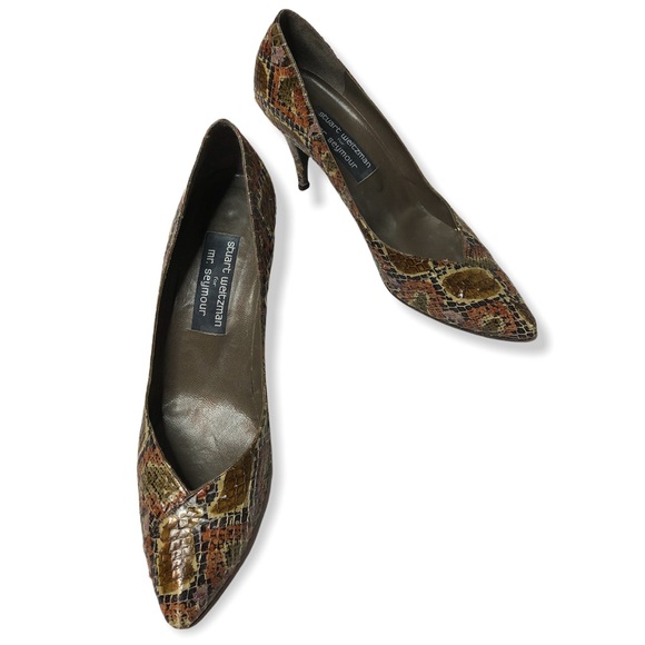 Stuart Weiztman for Mr Seymour Snake Heels Womens Size 8.5 - Picture 2 of 14